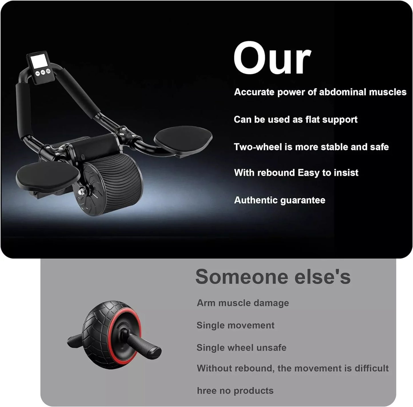 CoreRoll Pro – Rueda Abdominal con Soporte de Codo y Rebote Automático