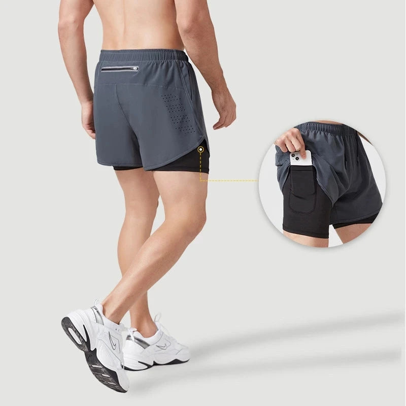 Pantalones Cortos “RunForce” Hombre – Doble Capa, Secado Rápido | PANTRIXFIT