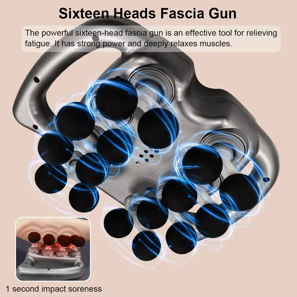 TheraPower Pro – Pistola de Masaje Muscular 16 Cabezas