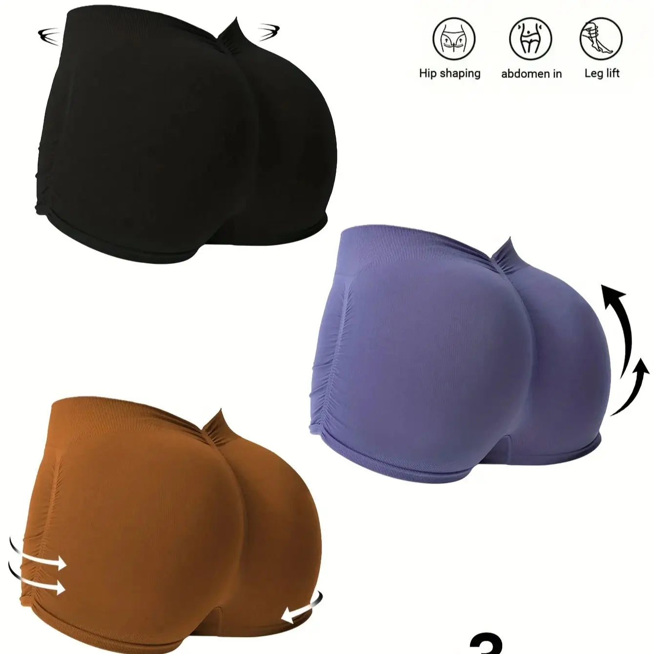 Shorts PeachLift Mujer – Pack 3 Piezas Cintura Alta